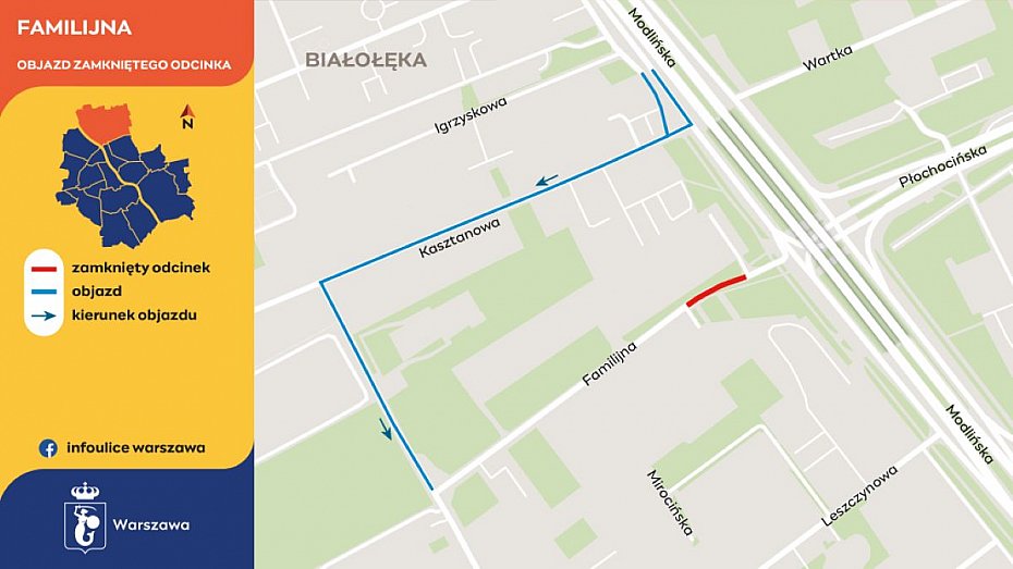 Budowa kanalizacji na Familijnej. Utrudnienia w ruchu na Biaoce